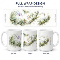 Orchids Ceramic Coffee Mug 15 oz Decorative Large C Handle Mug Cup for Tea, Cocoa Hot Chocolate