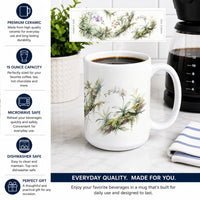 Orchids Ceramic Coffee Mug 15 oz Decorative Large C Handle Mug Cup for Tea, Cocoa Hot Chocolate