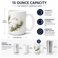 Orchids Ceramic Coffee Mug 15 oz Decorative Large C Handle Mug Cup for Tea, Cocoa Hot Chocolate