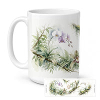 Orchids Ceramic Coffee Mug 15 oz Decorative Large C Handle Mug Cup for Tea, Cocoa Hot Chocolate