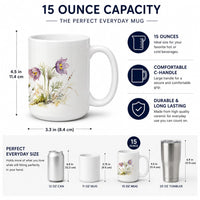 Pasque Flowers Ceramic Coffee Mug 15 oz Decorative Large C Handle Mug Cup for Tea, Cocoa Hot Chocolate