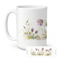 Pasque Flowers Ceramic Coffee Mug 15 oz Decorative Large C Handle Mug Cup for Tea, Cocoa Hot Chocolate