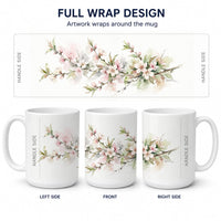 Peach Blossom Ceramic Coffee Mug 15 oz Decorative Large C Handle Mug Cup for Tea, Cocoa Hot Chocolate