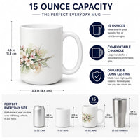 Peach Blossom Ceramic Coffee Mug 15 oz Decorative Large C Handle Mug Cup for Tea, Cocoa Hot Chocolate