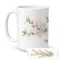 Peach Blossom Ceramic Coffee Mug 15 oz Decorative Large C Handle Mug Cup for Tea, Cocoa Hot Chocolate