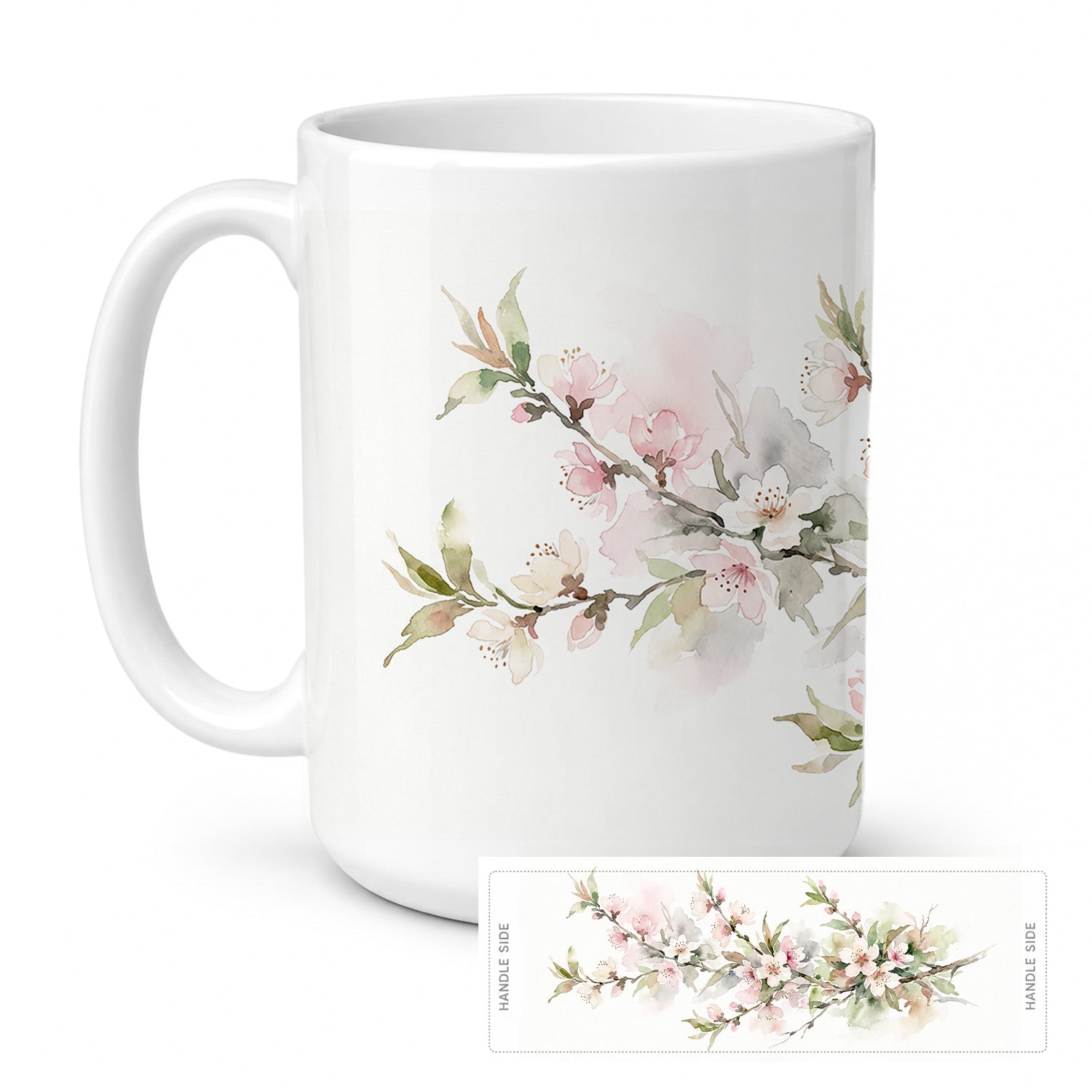 Peach Blossom Ceramic Coffee Mug 15 oz Decorative Large C Handle Mug Cup for Tea, Cocoa Hot Chocolate