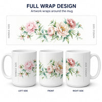 Peonies Ceramic Coffee Mug 15 oz Decorative Large C Handle Mug Cup for Tea, Cocoa Hot Chocolate