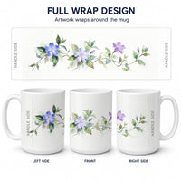 Periwinkles Ceramic Coffee Mug 15 oz Decorative Large C Handle Mug Cup for Tea, Cocoa Hot Chocolate