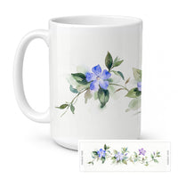 Periwinkles Ceramic Coffee Mug 15 oz Decorative Large C Handle Mug Cup for Tea, Cocoa Hot Chocolate