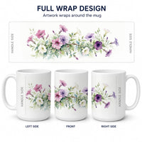 Petunias Ceramic Coffee Mug 15 oz Decorative Large C Handle Mug Cup for Tea, Cocoa Hot Chocolate