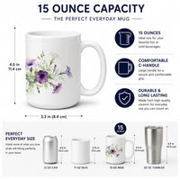 Petunias Ceramic Coffee Mug 15 oz Decorative Large C Handle Mug Cup for Tea, Cocoa Hot Chocolate