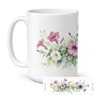 Petunias Ceramic Coffee Mug 15 oz Decorative Large C Handle Mug Cup for Tea, Cocoa Hot Chocolate