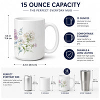 Phlox Ceramic Coffee Mug 15 oz Decorative Large C Handle Mug Cup for Tea, Cocoa Hot Chocolate
