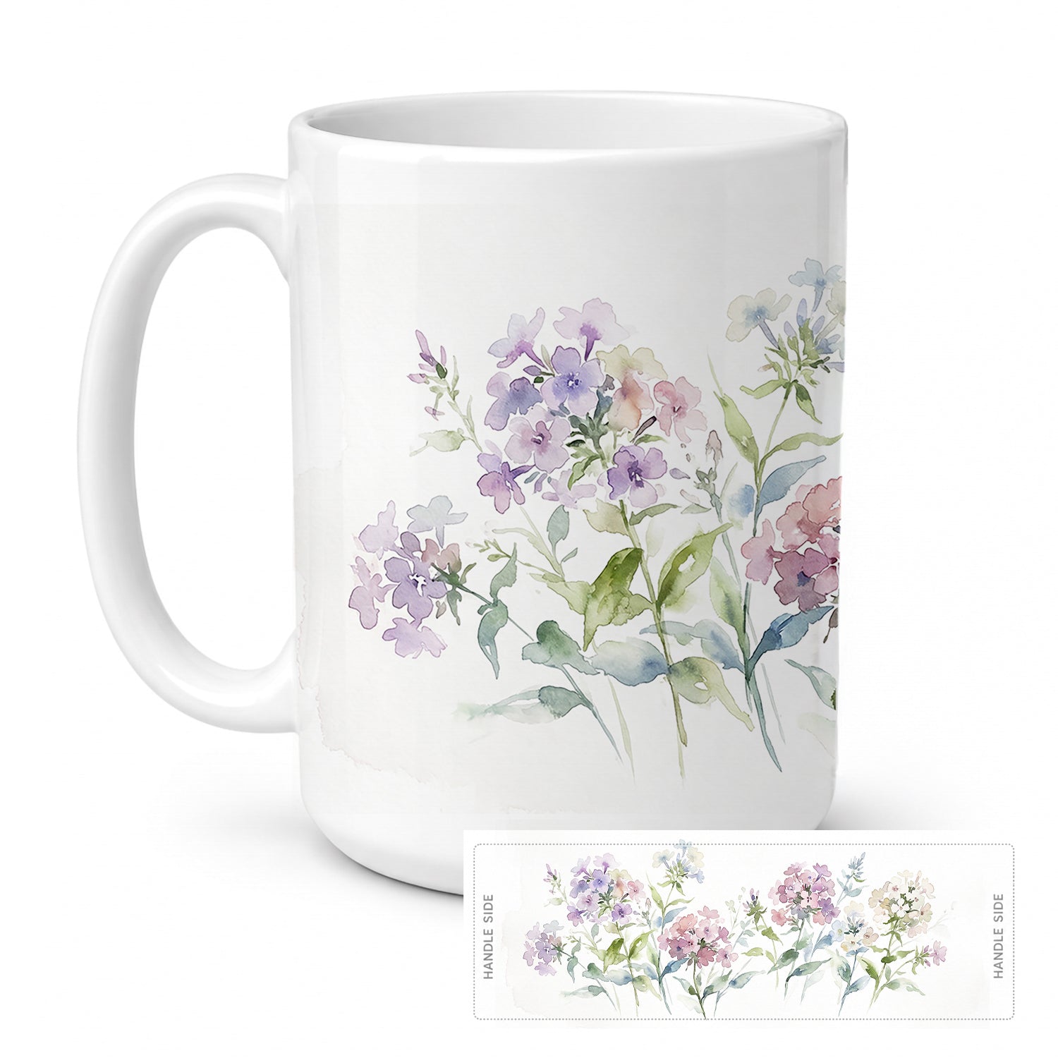 Phlox Ceramic Coffee Mug 15 oz Decorative Large C Handle Mug Cup for Tea, Cocoa Hot Chocolate