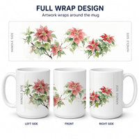 Poinsettias Ceramic Coffee Mug 15 oz Decorative Large C Handle Mug Cup for Tea, Cocoa Hot Chocolate