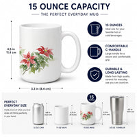 Poinsettias Ceramic Coffee Mug 15 oz Decorative Large C Handle Mug Cup for Tea, Cocoa Hot Chocolate