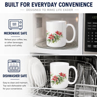 Poinsettias Ceramic Coffee Mug 15 oz Decorative Large C Handle Mug Cup for Tea, Cocoa Hot Chocolate