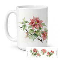 Poinsettias Ceramic Coffee Mug 15 oz Decorative Large C Handle Mug Cup for Tea, Cocoa Hot Chocolate