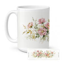Prairie Roses Ceramic Coffee Mug 15 oz Decorative Large C Handle Mug Cup for Tea, Cocoa Hot Chocolate