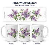 Purple Lilac Ceramic Coffee Mug 15 oz Decorative Large C Handle Mug Cup for Tea, Cocoa Hot Chocolate