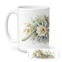 Queen of the Night Cactus Ceramic Coffee Mug 15 oz Decorative Large C Handle Mug Cup for Tea, Cocoa Hot Chocolate
