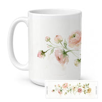 Ranunculus Ceramic Coffee Mug 15 oz Decorative Large C Handle Mug Cup for Tea, Cocoa Hot Chocolate