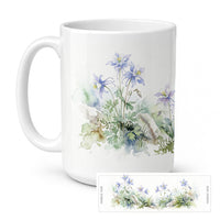 Rocky Mountain Columbine Ceramic Coffee Mug 15 oz Decorative Large C Handle Mug Cup for Tea, Cocoa Hot Chocolate