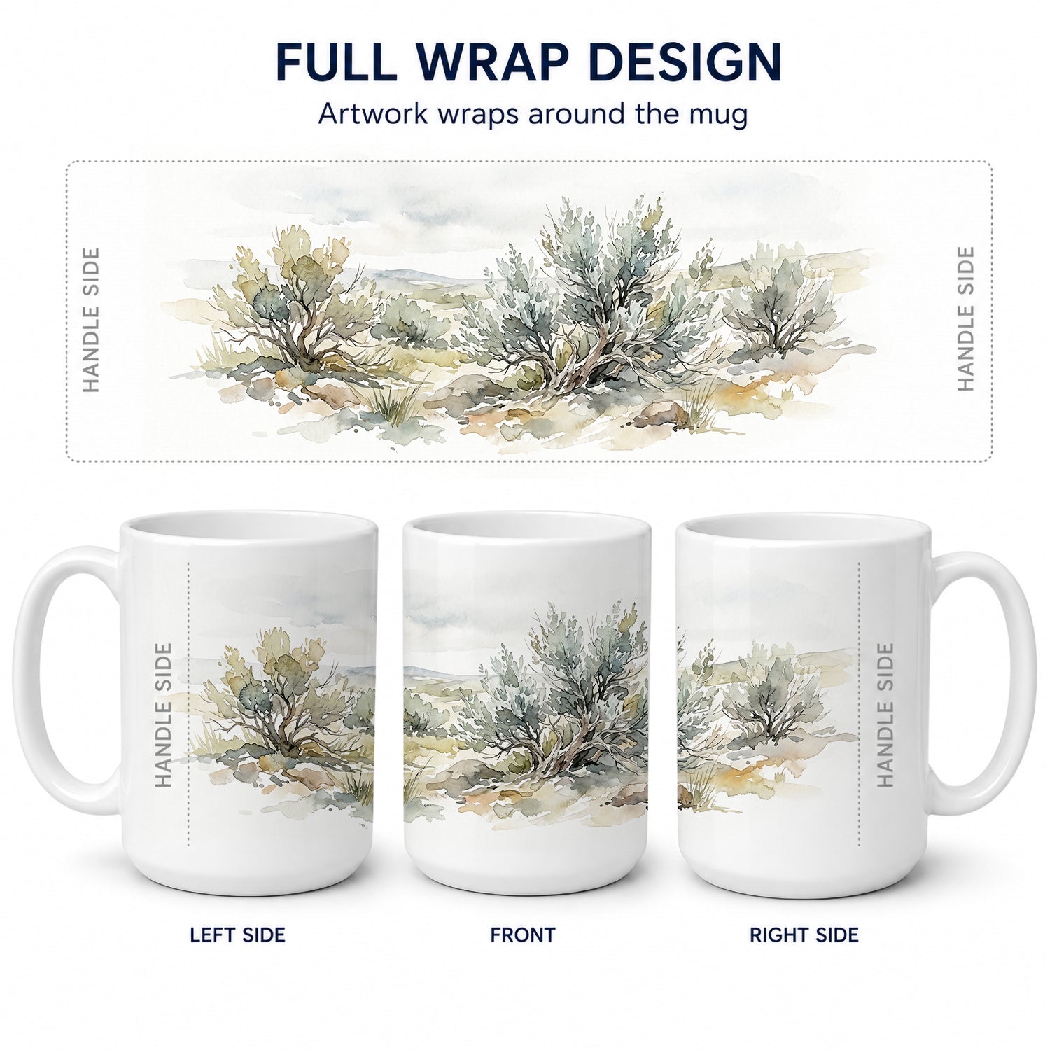 Sagebrush Ceramic Coffee Mug 15 oz Decorative Large C Handle Mug Cup for Tea, Cocoa Hot Chocolate