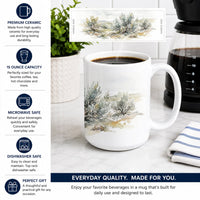 Sagebrush Ceramic Coffee Mug 15 oz Decorative Large C Handle Mug Cup for Tea, Cocoa Hot Chocolate