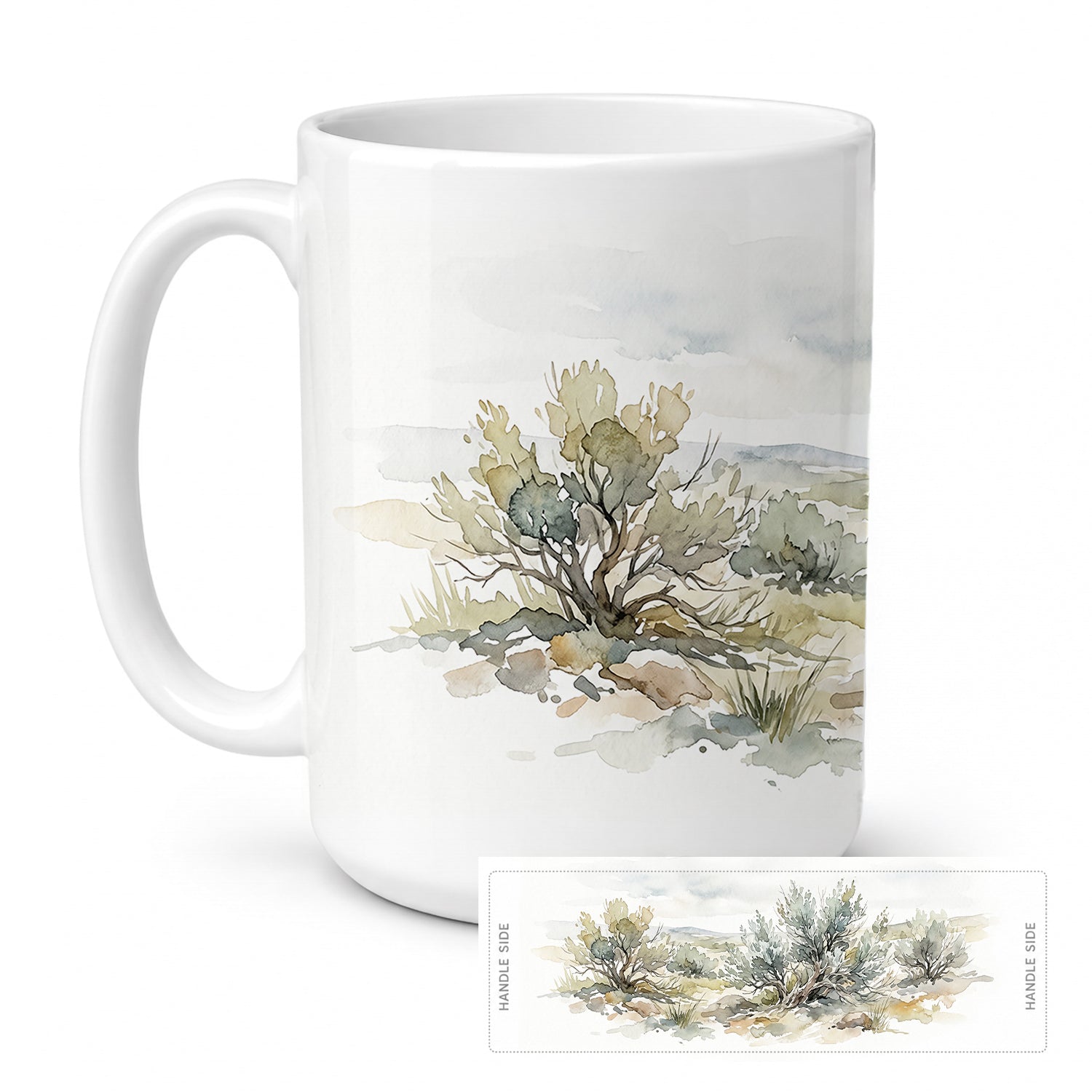 Sagebrush Ceramic Coffee Mug 15 oz Decorative Large C Handle Mug Cup for Tea, Cocoa Hot Chocolate