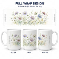 Scabiosa Ceramic Coffee Mug 15 oz Decorative Large C Handle Mug Cup for Tea, Cocoa Hot Chocolate