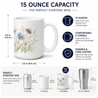 Scabiosa Ceramic Coffee Mug 15 oz Decorative Large C Handle Mug Cup for Tea, Cocoa Hot Chocolate
