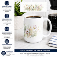 Sego Lilies Ceramic Coffee Mug 15 oz Decorative Large C Handle Mug Cup for Tea, Cocoa Hot Chocolate