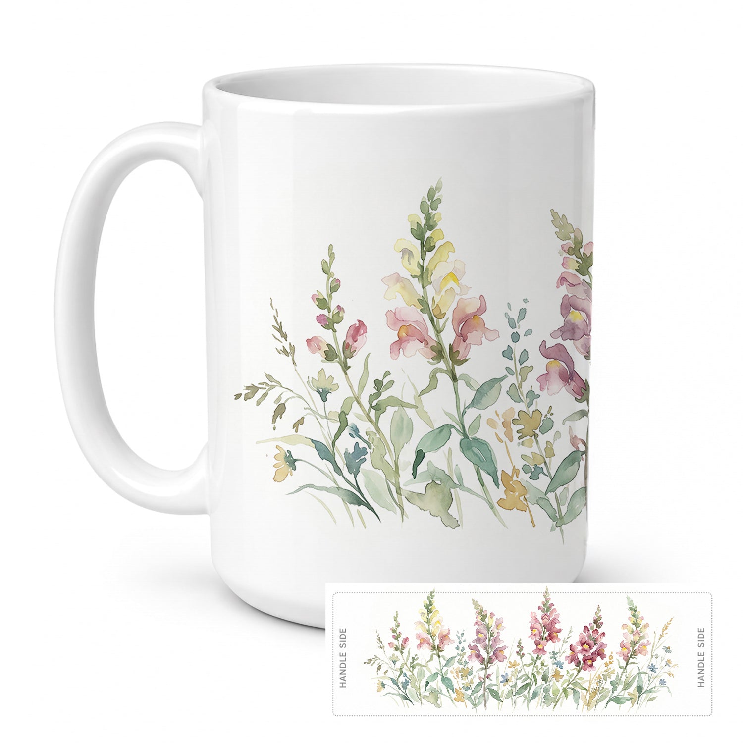 Snapdragon Ceramic Coffee Mug 15 oz Decorative Large C Handle Mug Cup for Tea, Cocoa Hot Chocolate