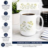 St. John's Wort Ceramic Coffee Mug 15 oz Decorative Large C Handle Mug Cup for Tea, Cocoa Hot Chocolate