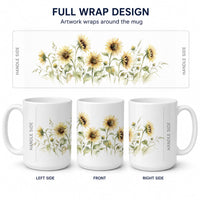 Sunflowers Ceramic Coffee Mug 15 oz Decorative Large C Handle Mug Cup for Tea, Cocoa Hot Chocolate
