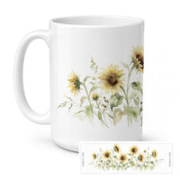Sunflowers Ceramic Coffee Mug 15 oz Decorative Large C Handle Mug Cup for Tea, Cocoa Hot Chocolate