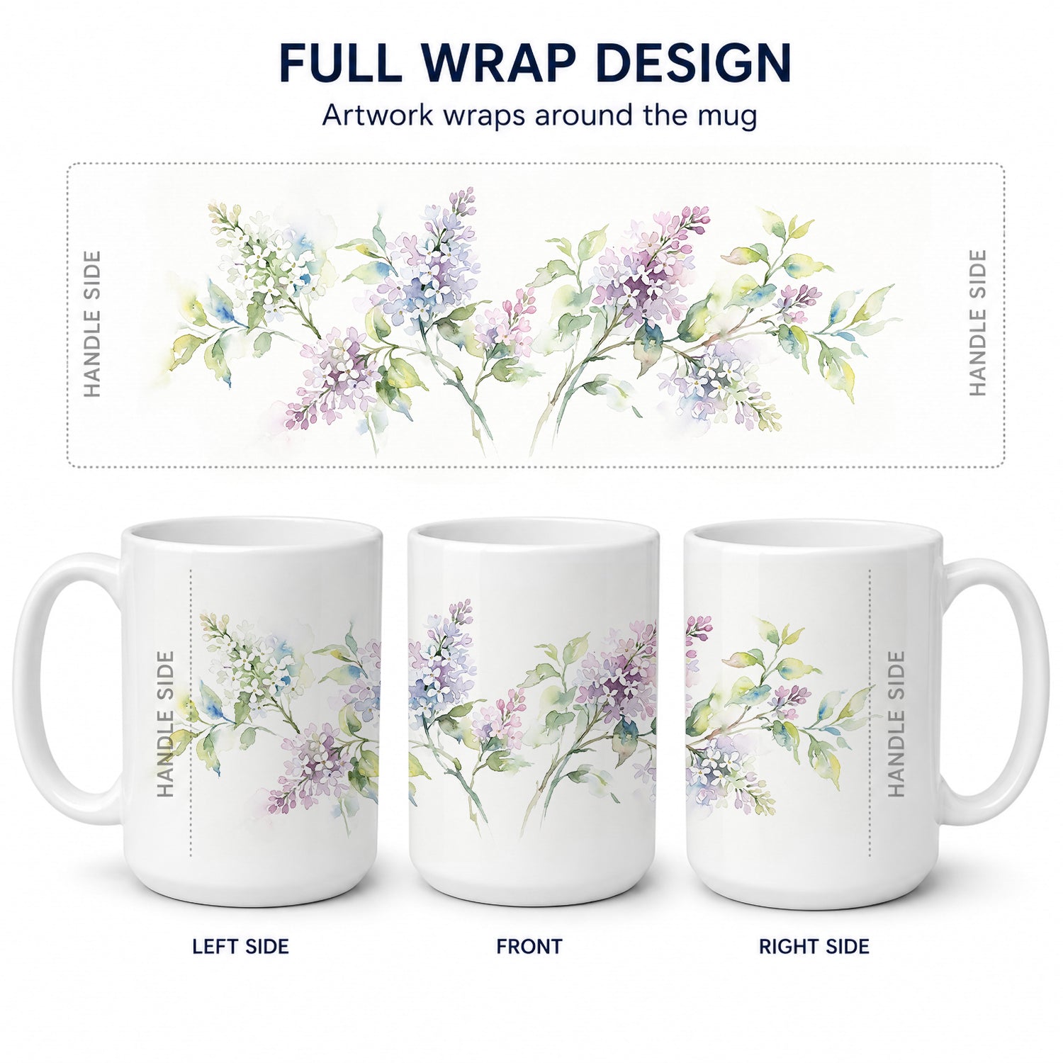 Syringa Ceramic Coffee Mug 15 oz Decorative Large C Handle Mug Cup for Tea, Cocoa Hot Chocolate