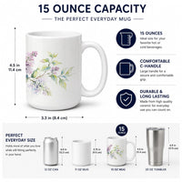 Syringa Ceramic Coffee Mug 15 oz Decorative Large C Handle Mug Cup for Tea, Cocoa Hot Chocolate