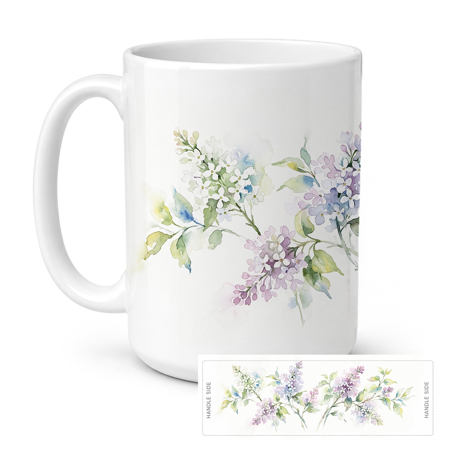 Syringa Ceramic Coffee Mug 15 oz Decorative Large C Handle Mug Cup for Tea, Cocoa Hot Chocolate