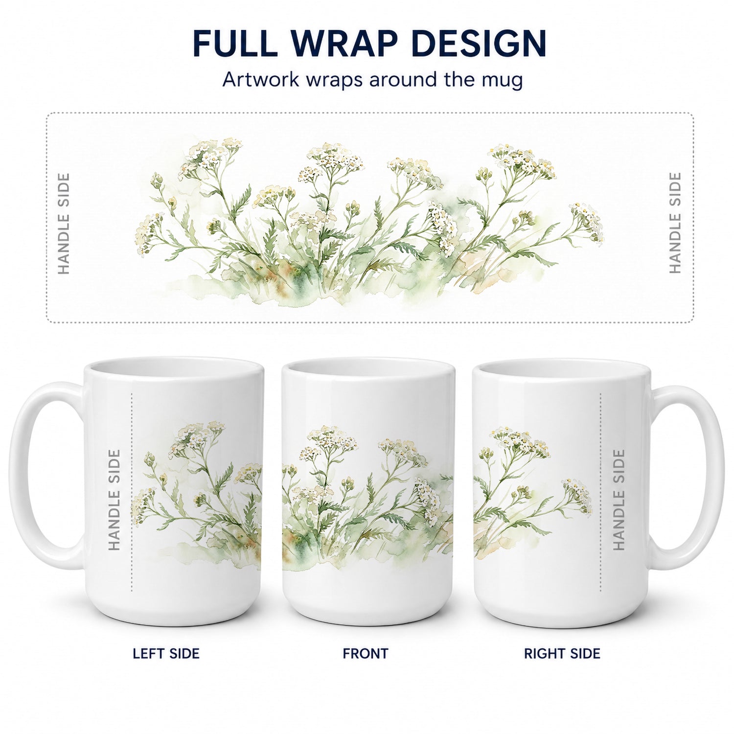 Yarrow Ceramic Coffee Mug 15 oz Decorative Large C Handle Mug Cup for Tea, Cocoa Hot Chocolate