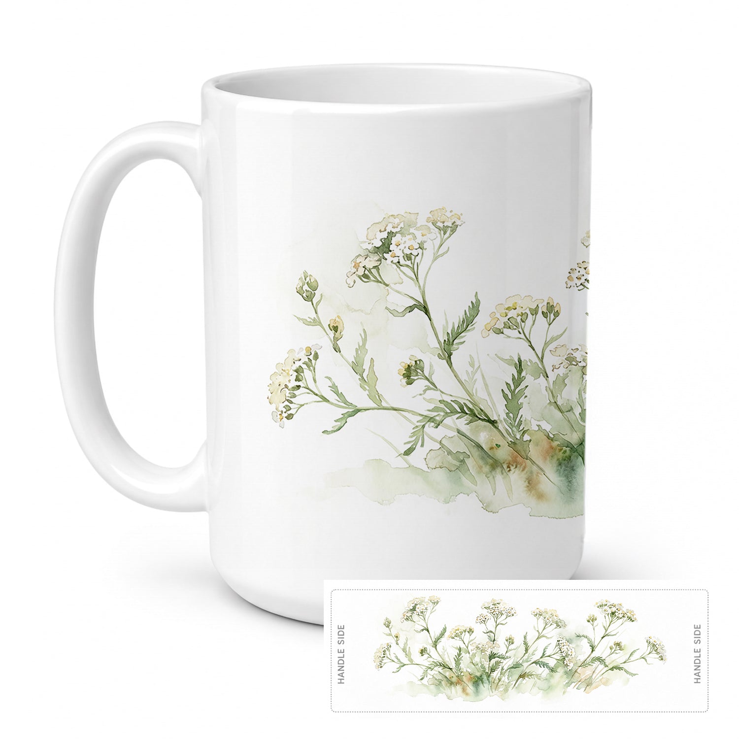 Yarrow Ceramic Coffee Mug 15 oz Decorative Large C Handle Mug Cup for Tea, Cocoa Hot Chocolate