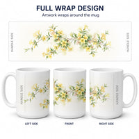 Yellow Jessamine Ceramic Coffee Mug 15 oz Decorative Large C Handle Mug Cup for Tea, Cocoa Hot Chocolate