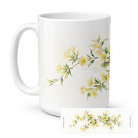 Yellow Jessamine Ceramic Coffee Mug 15 oz Decorative Large C Handle Mug Cup for Tea, Cocoa Hot Chocolate