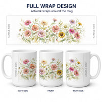 Zinnias Ceramic Coffee Mug 15 oz Decorative Large C Handle Mug Cup for Tea, Cocoa Hot Chocolate