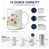 Zinnias Ceramic Coffee Mug 15 oz Decorative Large C Handle Mug Cup for Tea, Cocoa Hot Chocolate