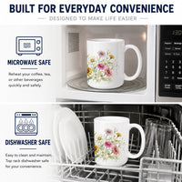 Zinnias Ceramic Coffee Mug 15 oz Decorative Large C Handle Mug Cup for Tea, Cocoa Hot Chocolate