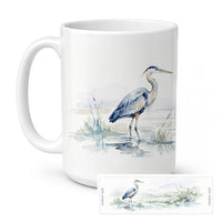 Blue Heron Shoreline Ceramic Coffee Mug 15 oz Decorative Large C Handle Mug Cup for Tea, Cocoa Hot Chocolate