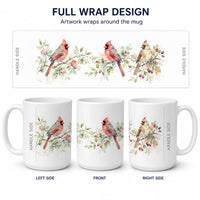 Winter Cardinals Ceramic Coffee Mug 15 oz Decorative Large C Handle Mug Cup for Tea, Cocoa Hot Chocolate