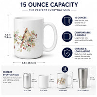 Winter Cardinals Ceramic Coffee Mug 15 oz Decorative Large C Handle Mug Cup for Tea, Cocoa Hot Chocolate